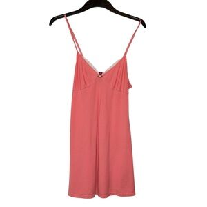 Betsy Johnson Vintage Y2K Coral Pink Babydoll Slip Dress Rosette Lace Small Boho